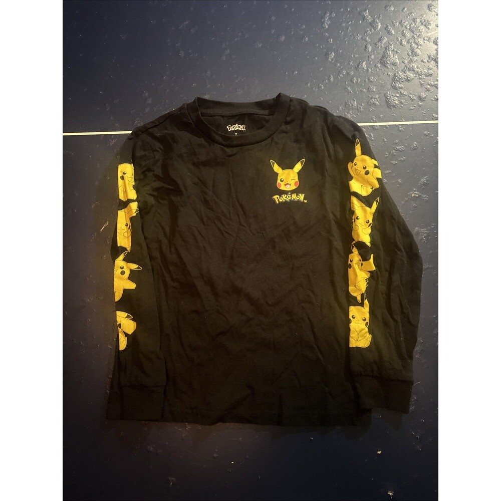 Pokemon Pikachu Boys Long Sleeve T Shirt Size 7 Excellent Condition